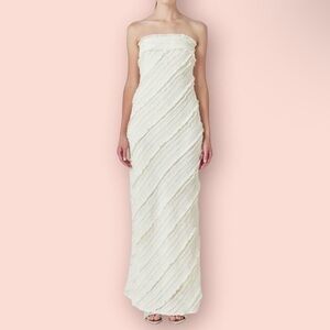 Endless Rose White Strapless Pleated Gown